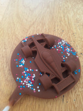 Load image into Gallery viewer, Racing Race Milk chocolate lolly
