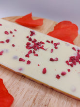 Load image into Gallery viewer, white chocolate raspberry loaded bar valentines 
